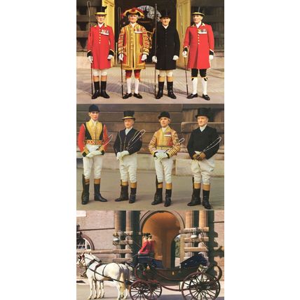 The Royal Mews Postillions Drivers 3x Buckingham Palace Postcard s