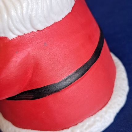 VintageChristmas SANTA CLAUS BELL Figurine Ceramic Gifts Wreat Holly Berry 6 1/8