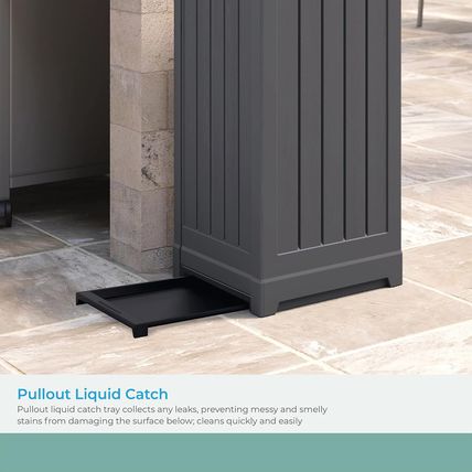 Suncast Trash Hideaway 39 Gallon Outdoor Trash Can Patio or Deck Waste Bin with