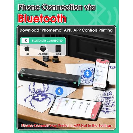 Phomemo M08F Wireless Tattoo Transfer Stencil Printer, Thermal Tattoo Machine wi