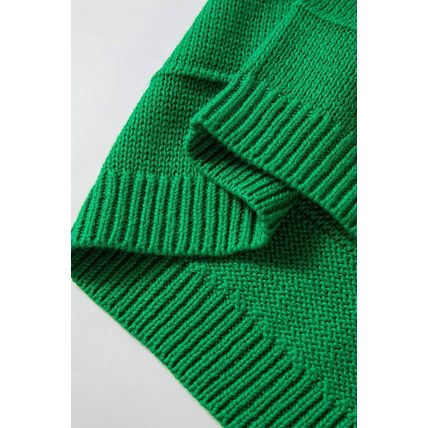 Bright Green Bow Knot Cut Out Round Neck Loose Sweater