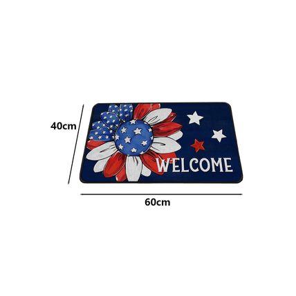 Dark Blue American Flag Sunflower Print Fashion Door Mat