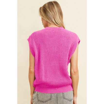 Bright Pink Western Horse Embroidered Round Neck Sweater Tee