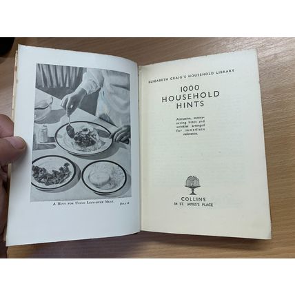 1950 ELIZABETH CRAIG "1000 HOUSEHOLD HINTS" ILLUSTRATED HARDBACK BOOK (P3)