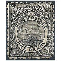 Fiji 1894 SG77 1d Black Perf 10 Mounted Mint