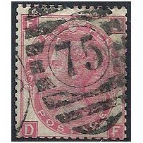1871 SG103 3d Rose Plate 7 Good Used Check Letters "DF". No 75 Cancel.
