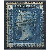 1858 SG47 2d Blue Plate 15 Good Used Check Letters "GH".