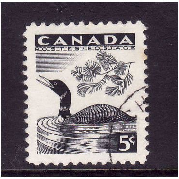 CANADA 1957 5c BLACK WHITE BILLED DIVER SG 495 FINE USED