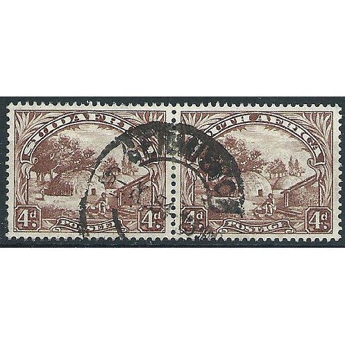 South Africa 1952 SG118 4d Brown Fine Used Pair .. ..