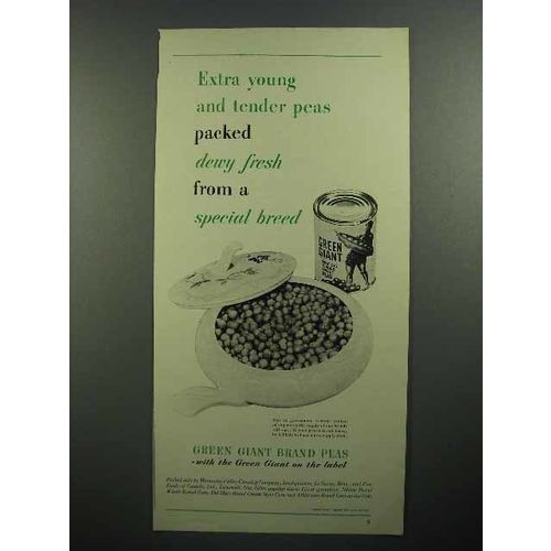 1943 Green Giant Peas Ad - Extra Young and Tender