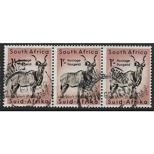 1959/1960 SG 175 - fine used (o) - strip of 3 - ANIMAL