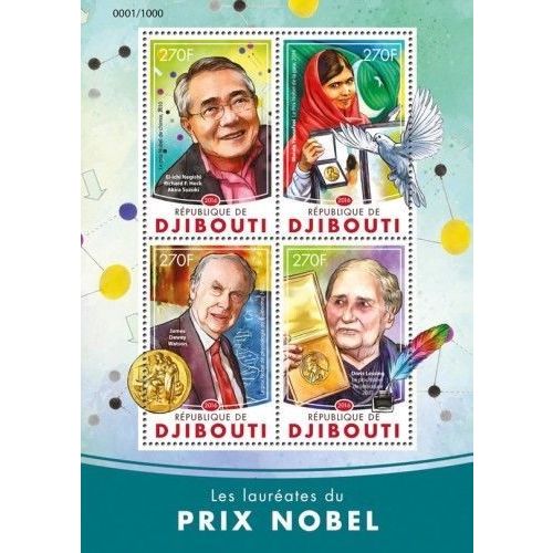 DJIBOUTI 2016 SHEET MNH LAUREATES PRIX NOBEL PREMIOS NOBEL NOBEL PRIZE