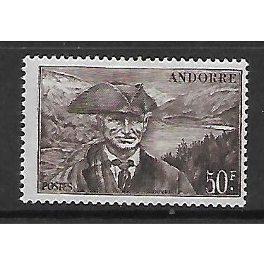 ANDORRA FRENCH 1944 50F BROWN COUNCILLOR JAUME BONELL SG F142 M / MINT