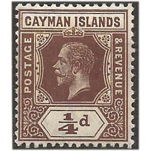 Cayman Islands 1913 SG40 1/4d Brown Mounted Mint . .. .