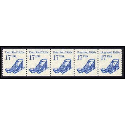 2135 17c Dog Sled Very Fine MNH Dry Gum PNC 2/5 Z5175