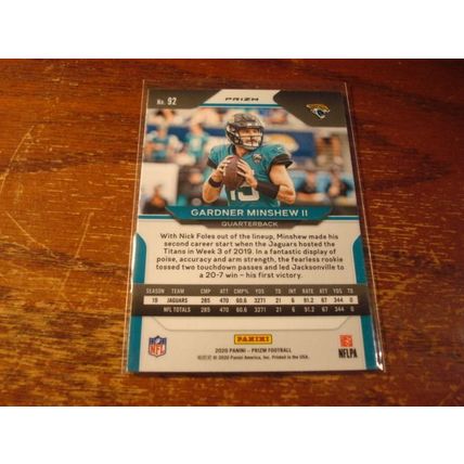 2020 Prizm, Orange Lazer Prizm, GARDNER MINSHEW, Jaguars, #92