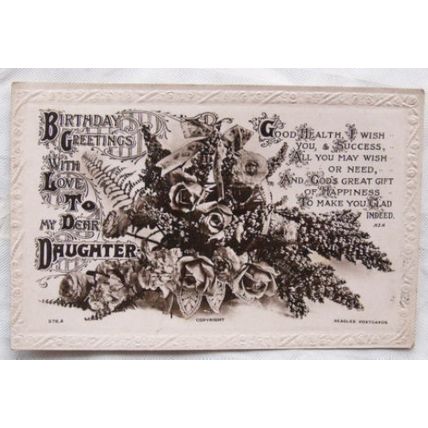 1917 Greetings postcard - Birthday Greetings Daughter