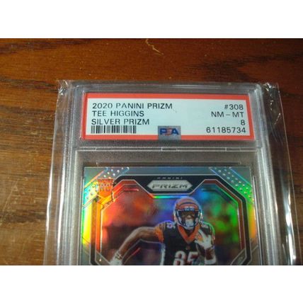 2020 Panini Prizm, Graded Near Mint 8, TEE HIGGINS Rc, Silver Prizm