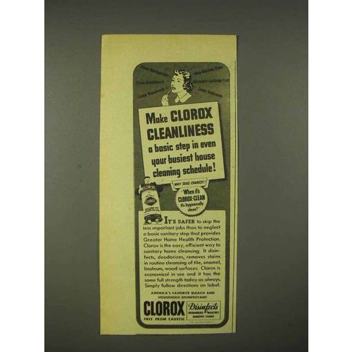 1944 Clorox Bleach Ad - Cleanliness