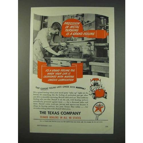 1947 Texaco Marfak Lubrication Ad - Metal Turning