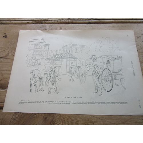 THE ELECTRIC CAB or FOOTBALL Humour, cartoon..single page from amagazine of 1895