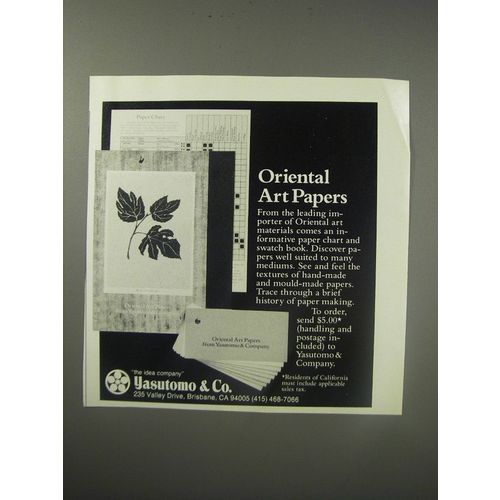 1990 Yasutomo Oriental Art Papers Ad