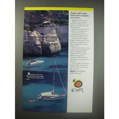 1990 Spain Tourism Ad - Hotels with water beds and complete sea views