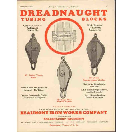 BEAUMONT IRON WORKS CO 1930 Dreadnaught tubing blocks oil vintage ad