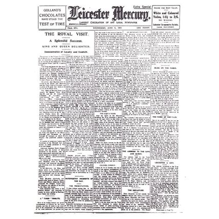 1919 Royal Visit Leicester Newspaper Cover Rare Ephemera