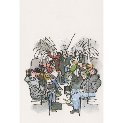 Northern Line Tube Train Passengers London Painting Postcard