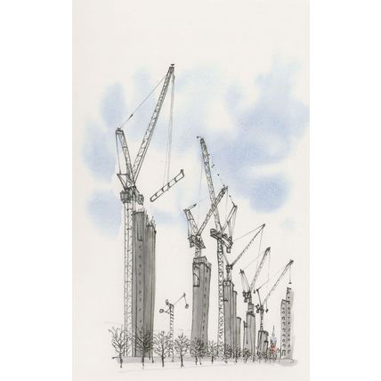 Granary Square London Construction Lift Shafts Painting Postcard