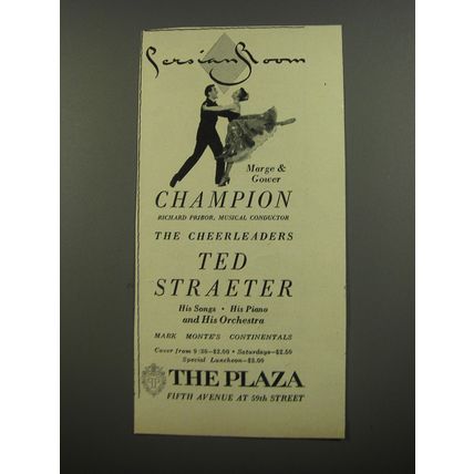 1953 The Plaza Hotel Ad - Persian Room Marge & Gower Champion