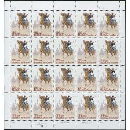 Buffalo Soldiers - Negro Calvary Sheet of Twenty 29 Cent Stamps Scott 2818