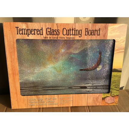 Eagle Flying Over Water Glass Cutting Board 16x12 soaring tray sign