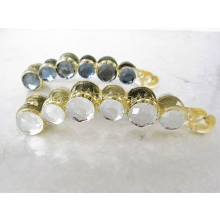 Clear or gray art deco sparkly banana hair claw clip with rhinestones
