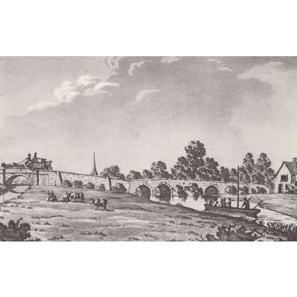 Lechlade St Johns Bridge in 1790 Gloucester Painting Postcard
