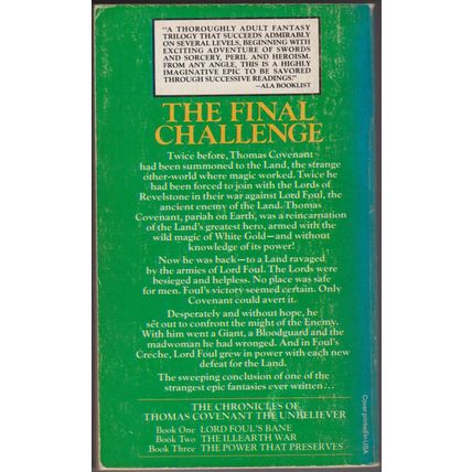 The Power That Preserves, Stephen Donaldson. 1st Chronicles of Thomas Covenant 3