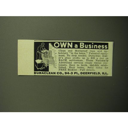 1949 Duraclean Co. Advertisement - Own a business