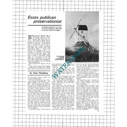 Bernard Hagon Prince of Wales Pub Mountnessing Essex Windmill - 1973 Article