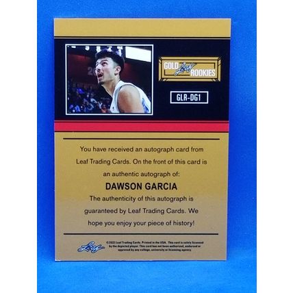 2021-22 Leaf Memories '91 Platinum #GLRDG1 Dawson Garcia 04/99