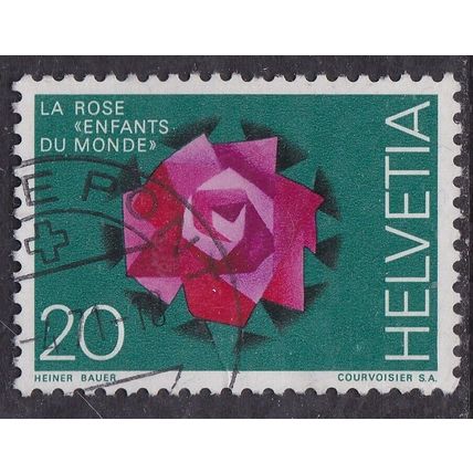Switzerland 1971 Stylised Rose 20c Fine Used SG 806 VGC