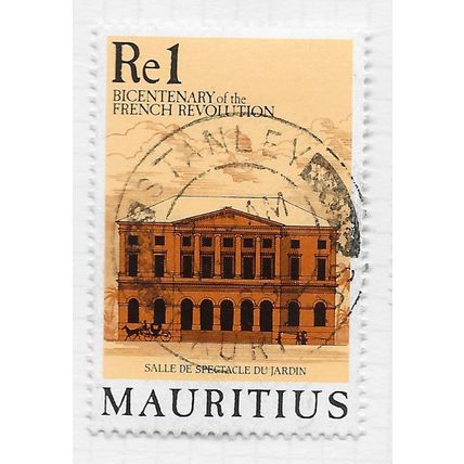 MAURITIUS 1989 FRENCH REVOULTION SALLE DE SPECATCLE DU JARDIN Rs1 USED