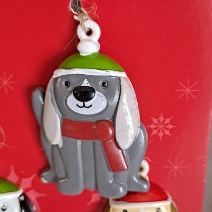 Lot 7 DOG Christmas ORNAMENTS Holiday Time Puppy 2" Holiday Decor
