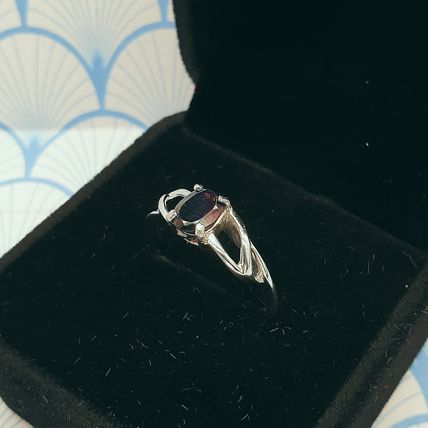 Natural Almandine Garnet 925 Sterling Silver Solitaire Ring with Box