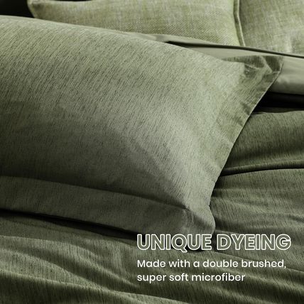 Monbix Queen Comforter Set - 7 Pieces Cationic Dyeing Olive Green Bed in a Bag Q