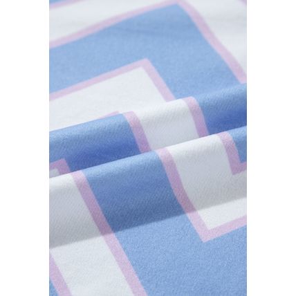 Sky Blue Zigzag Striped Print V Neck Oversized Top