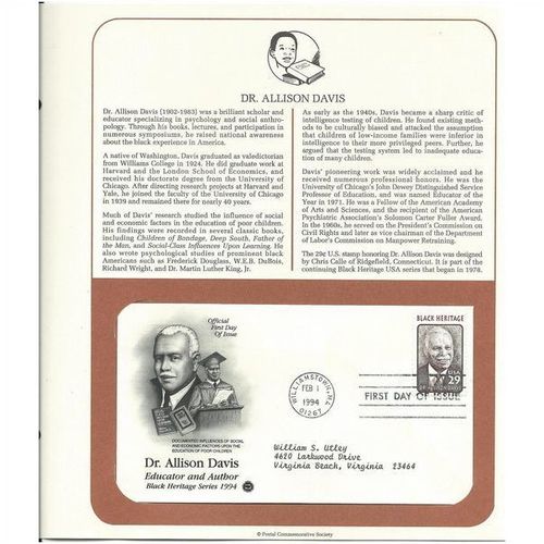 DR.ALLISON DAVIS ' OFFICIAL FIRST DAY of ISSUE ' (1994)