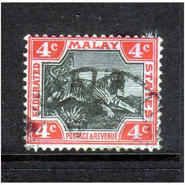 MALAYSIA 1904 SG36d 4c BLACK AND ROSE FINE USED#3