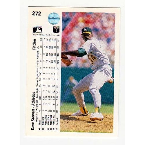 1990 Upper Deck Dave Stewart baseball card #272 –Athletics