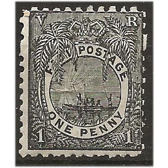 Fiji 1895 SG97 1d Black Perf 11 Mounted Mint . ..